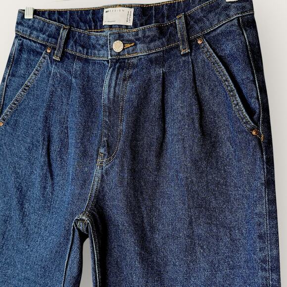 ASOS Design Double Pleats Tapered Leg Dark Blue Washed Jeans Men Size W31 - Picture 6 of 13